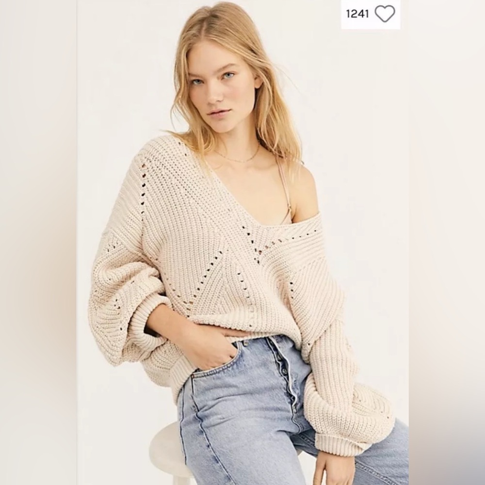 Free People All Day Long V Sweater Size S